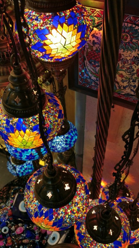 hanging colorful crystal lights