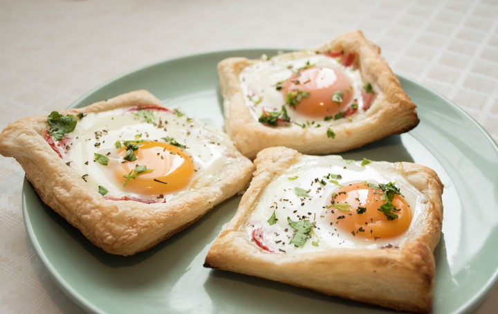 Eggs on dough