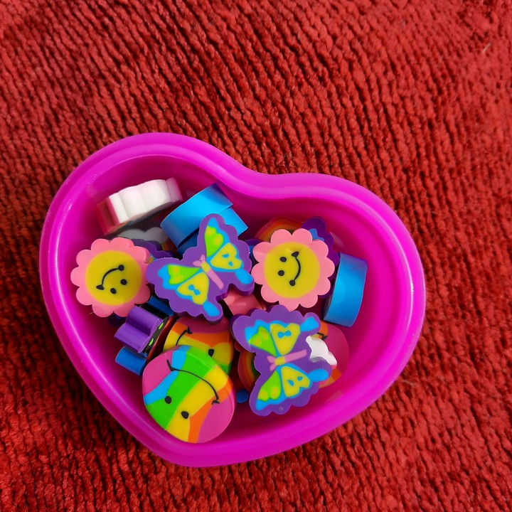 Colorful mini erasers