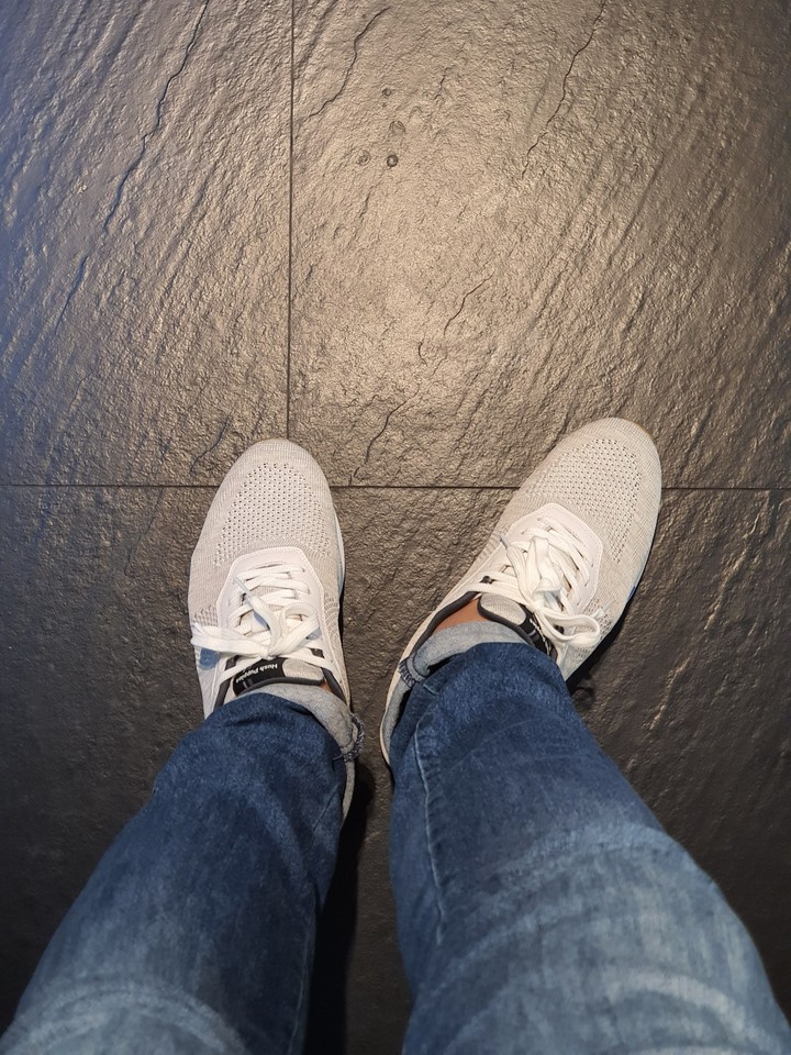 jeans, shoes and tile
