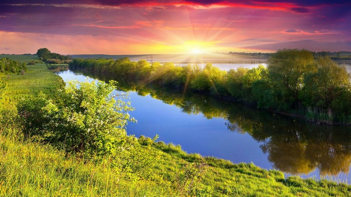 river & sunrise