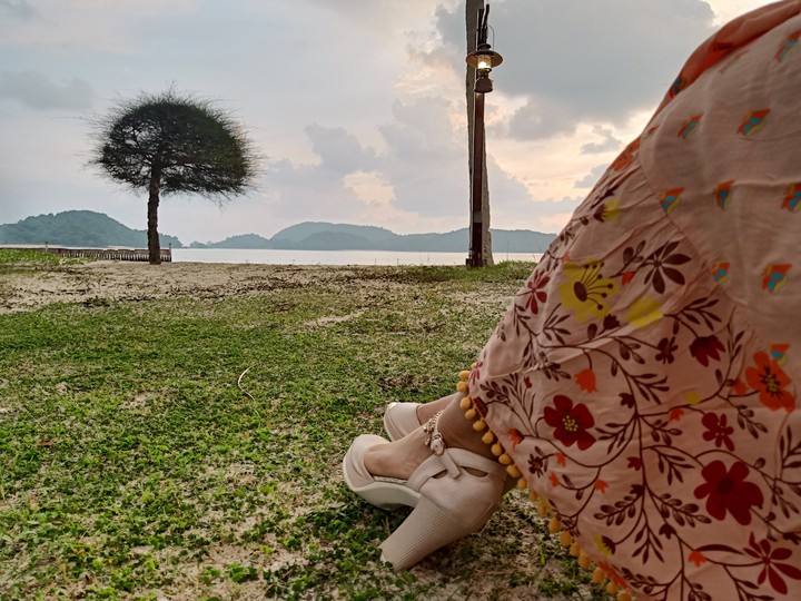 Peach in sea beach
