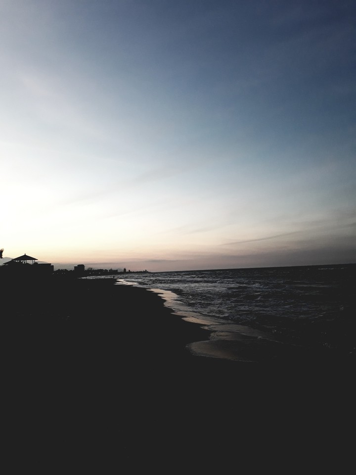 the sunset at the beach