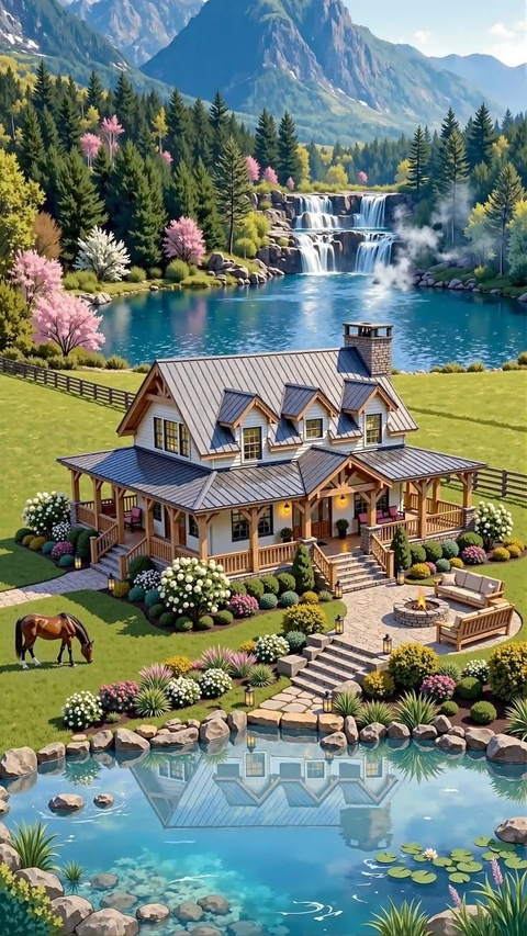 farmhouse, landscaping wallpapers