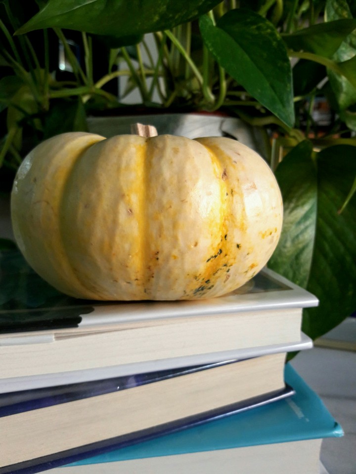 Read with me. And my pumpkin!