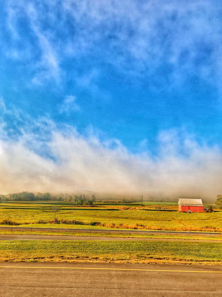 Country Road  Morning farm