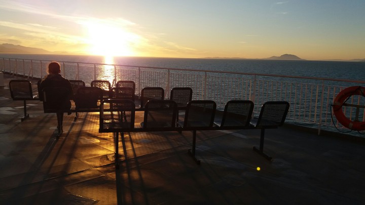 Sunset on a ferry
