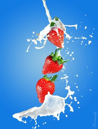 Dip strawberries in milk