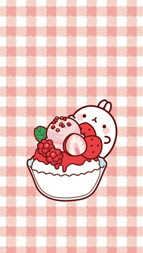 cute rabbit with red ice cream