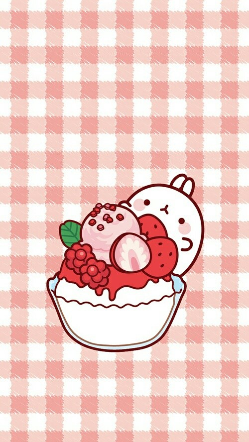 cute rabbit with red ice cream