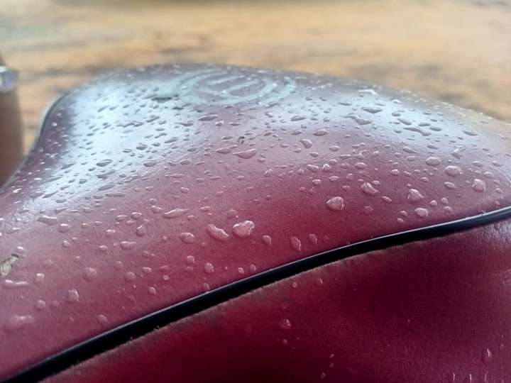 rain drops on cycle seat
