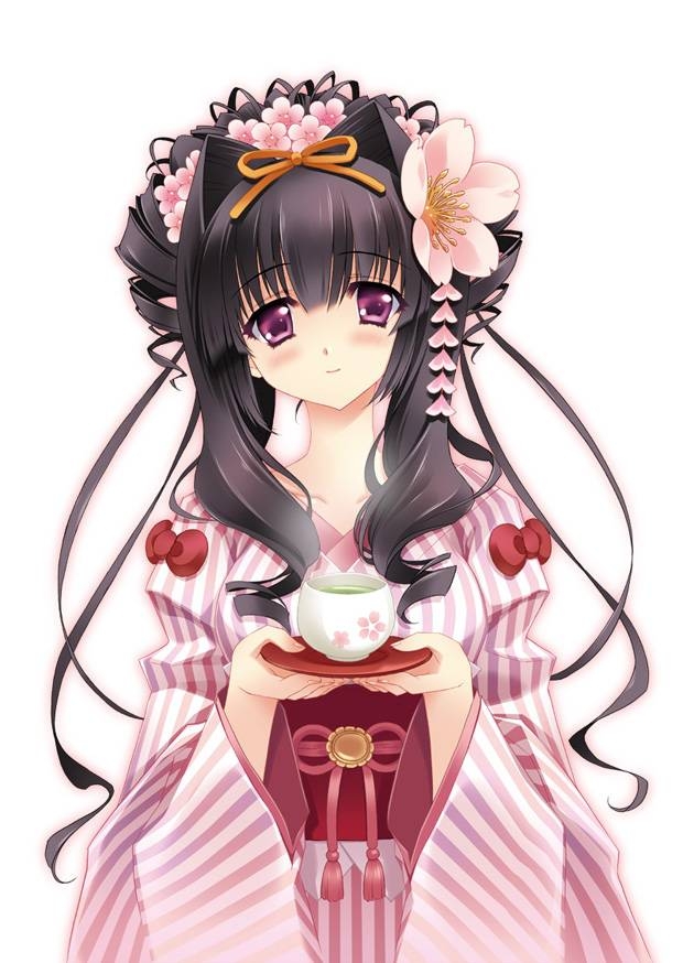 anime girl serving tea