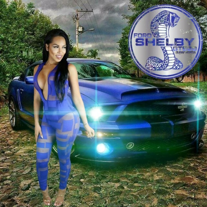 Girl posing beside Ford® Shelby GT500 Mustang!