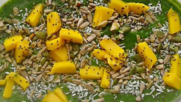 Lime Pie Smoothie Bowl close up
