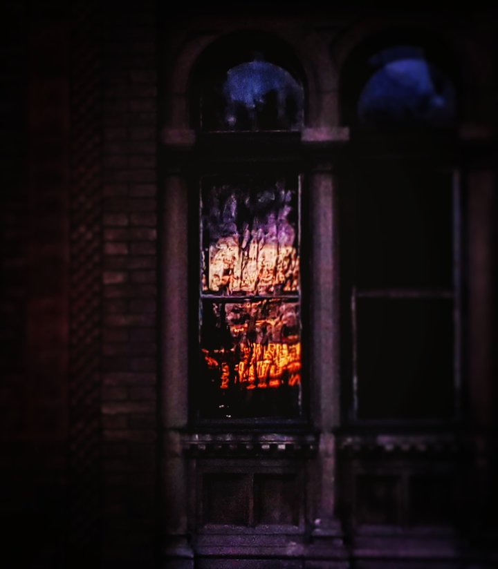 Sunset in the old window