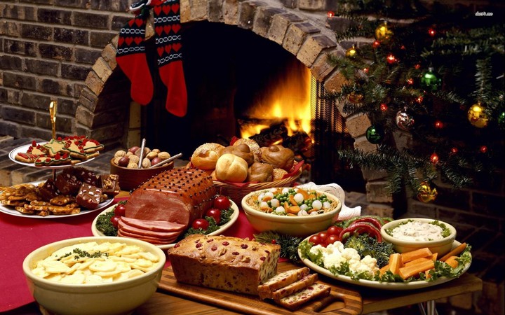 Christmas dinner by the hearth