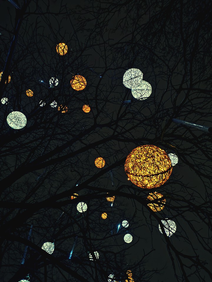 The night is dark and therefore we have light