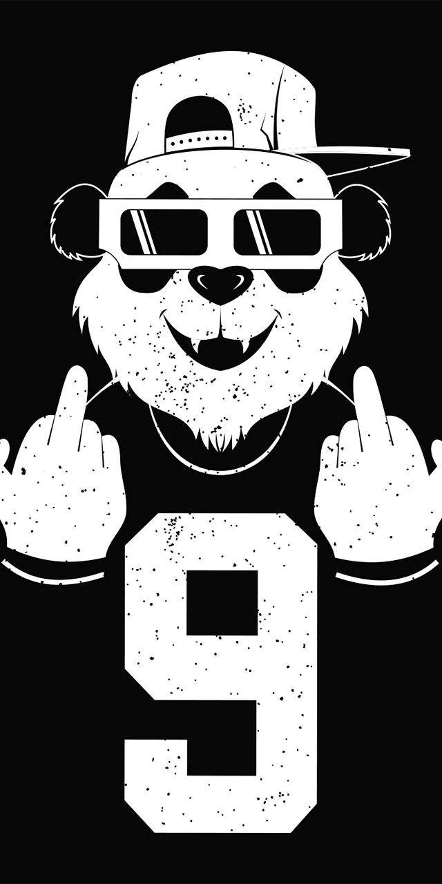 panda throwing up middle finger