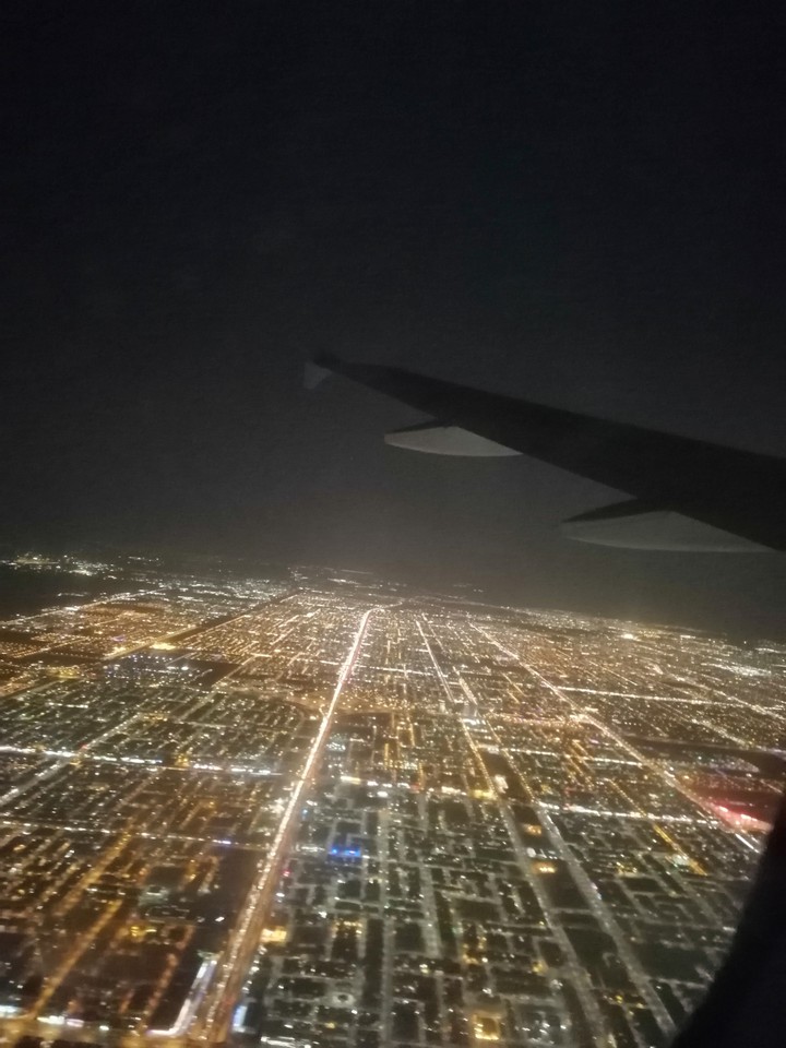 City lights from the plane