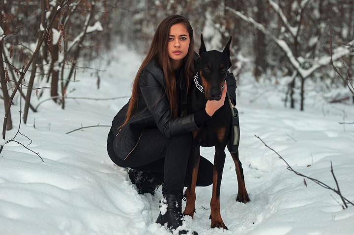 girl with dog