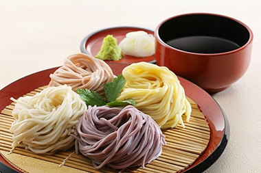 pastel-colored somen noodles