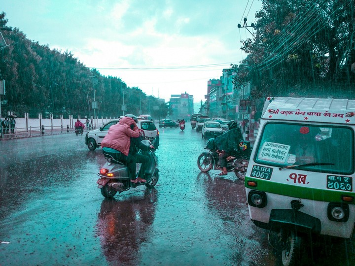 street while raining