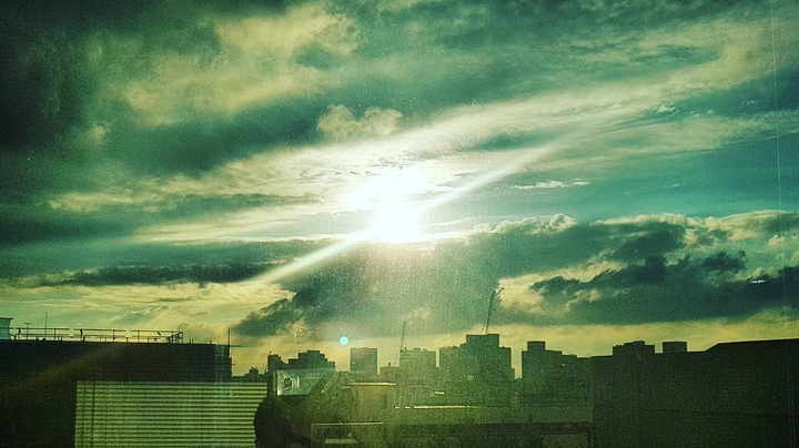 sunset. rainy window cloud
