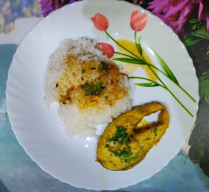 fish with rasam rice