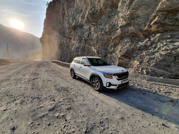 car on beautiful rocky hills