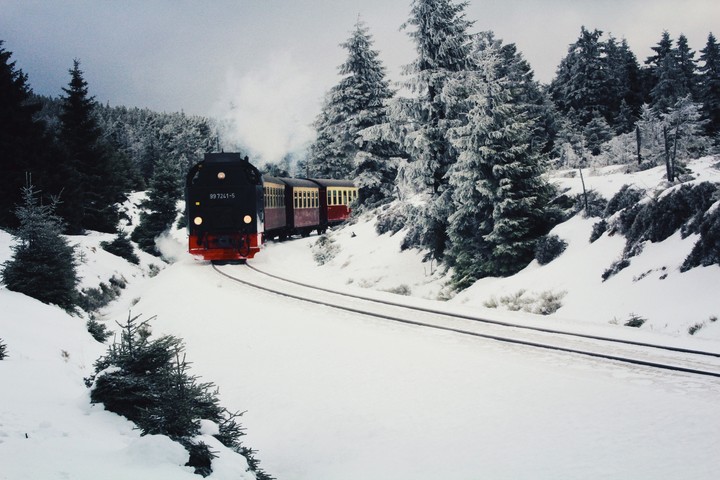 Zugfahrt im Schnee