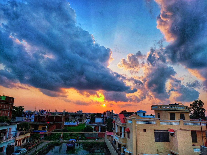 Sunset with Awesome background with clouds