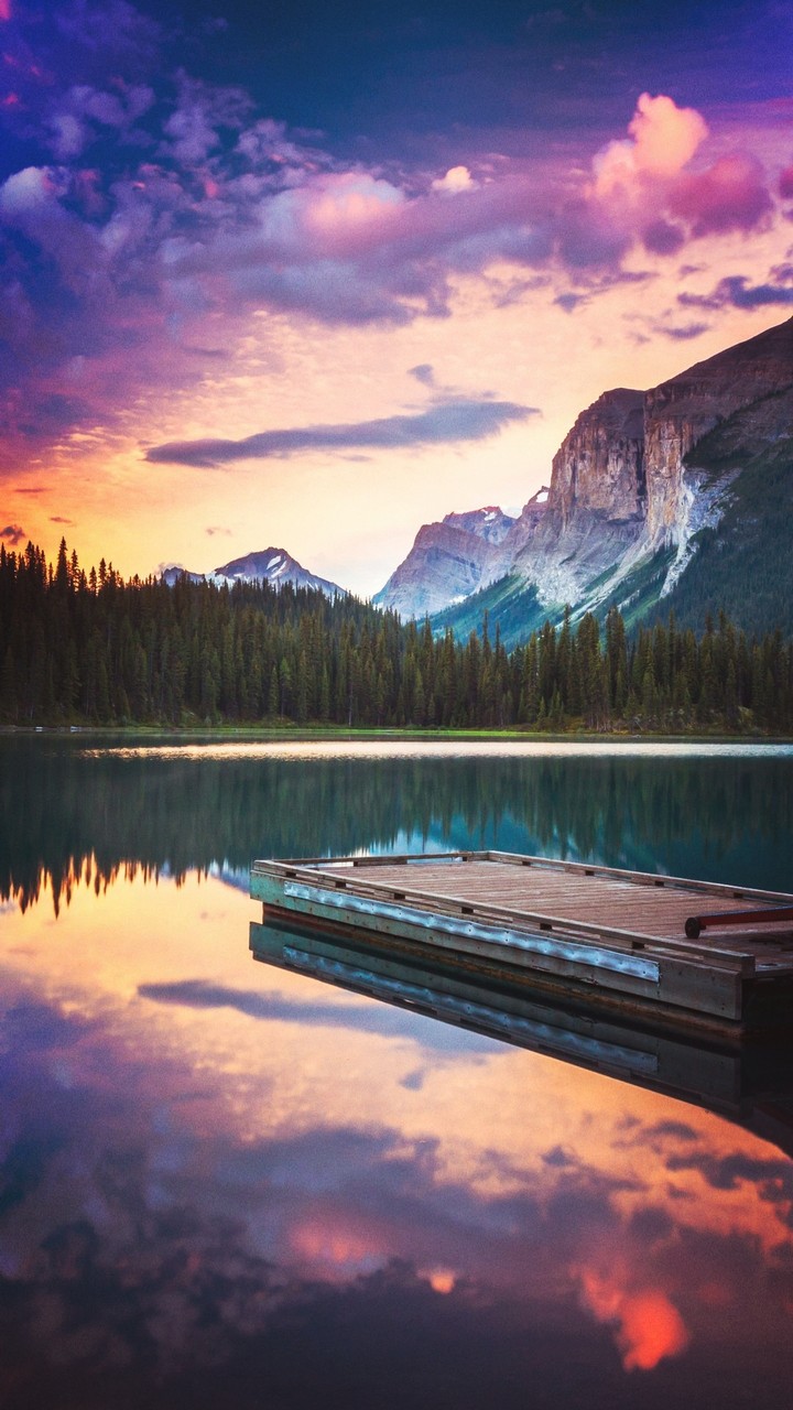 Dock in the middle of a mountain range