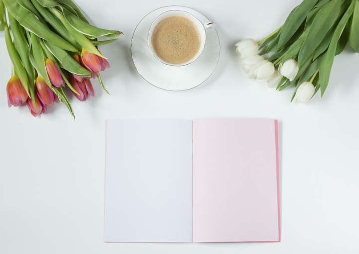 With Tulips and a cup of coffee...