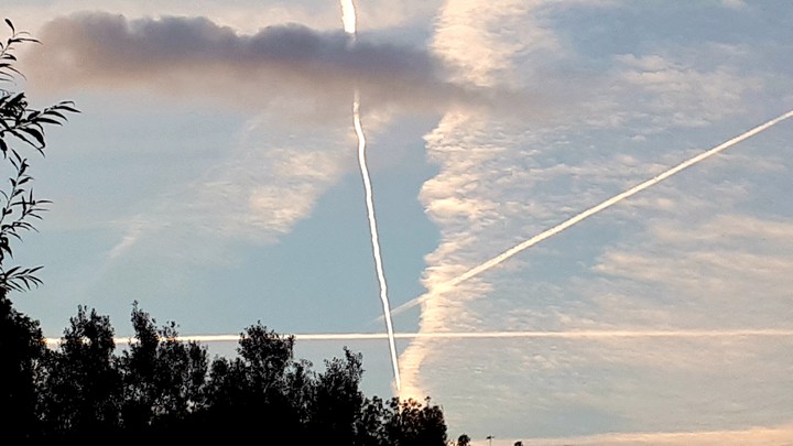 condensation trails in the sky