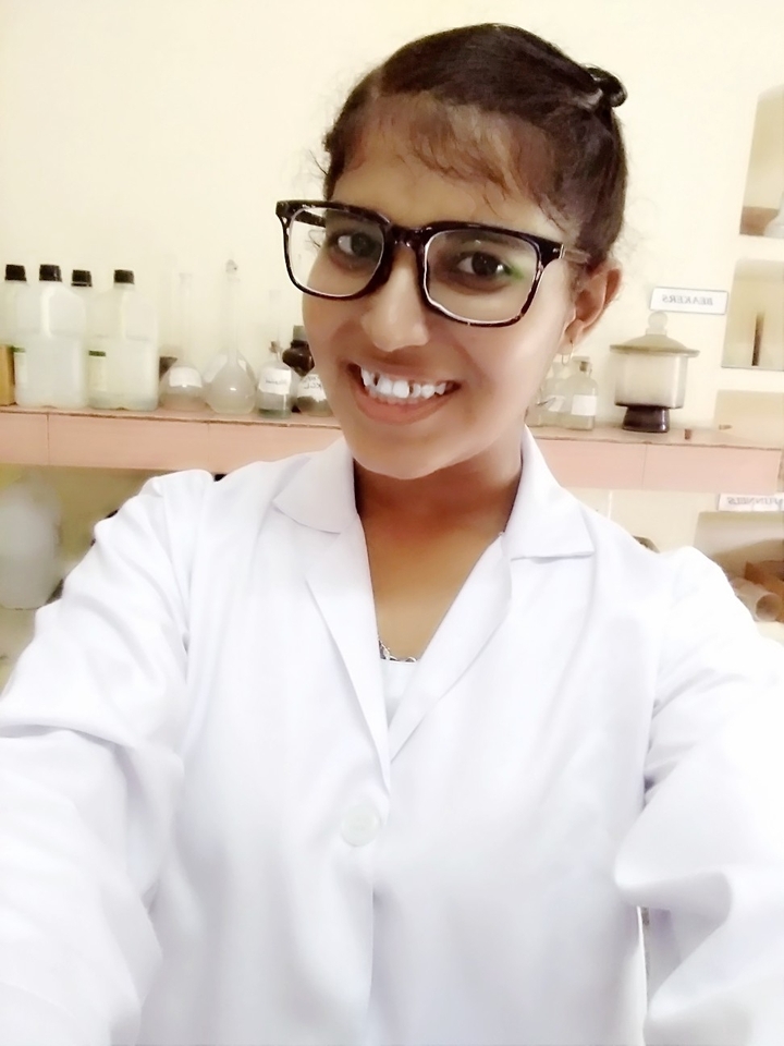 selfie in chemistry lab in college