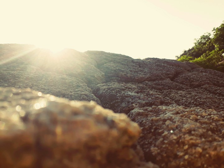 sun light fall in the stone