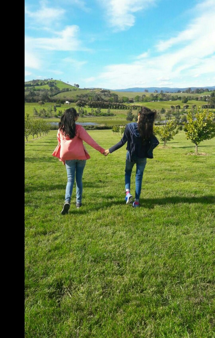 Friendship. Greenery. Mountains.