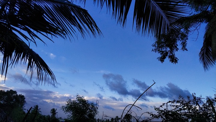 Evening scenery of blue sky