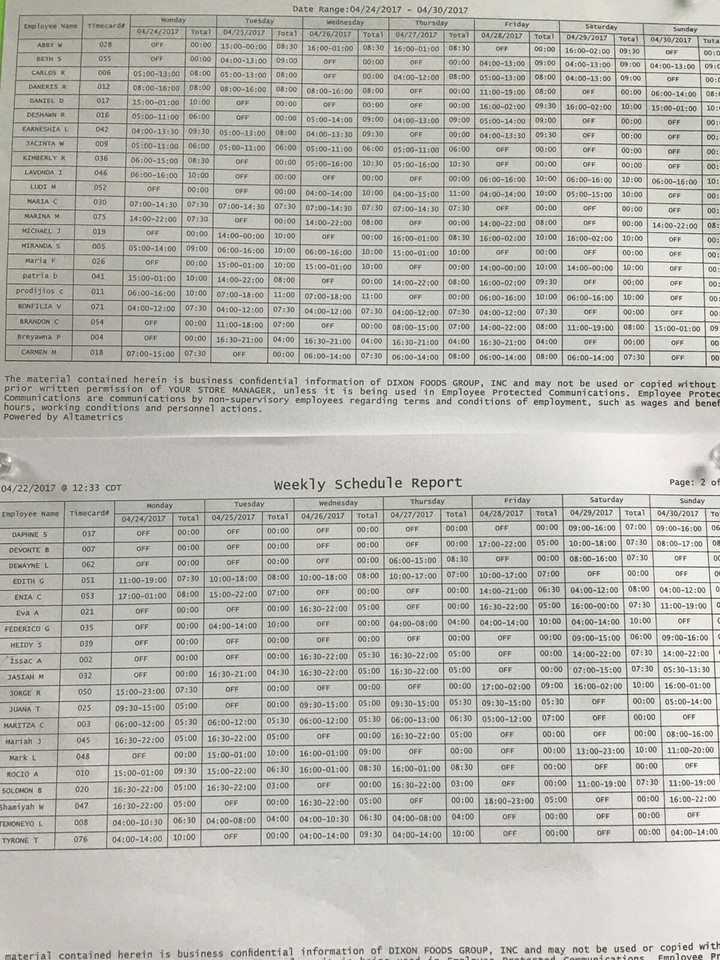 schedule