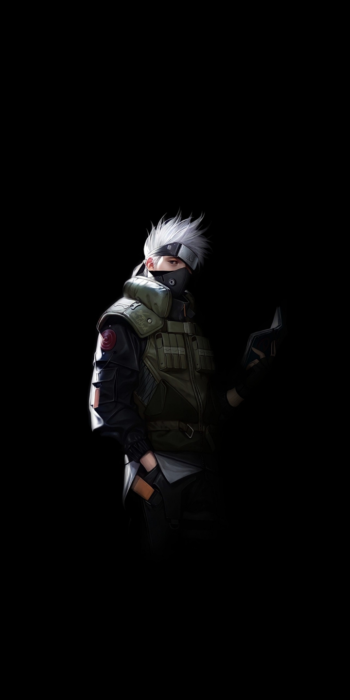 kakashi sensei amoled black wallpaper