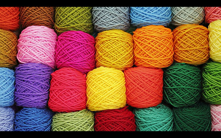 Rainbow make with ball of wool