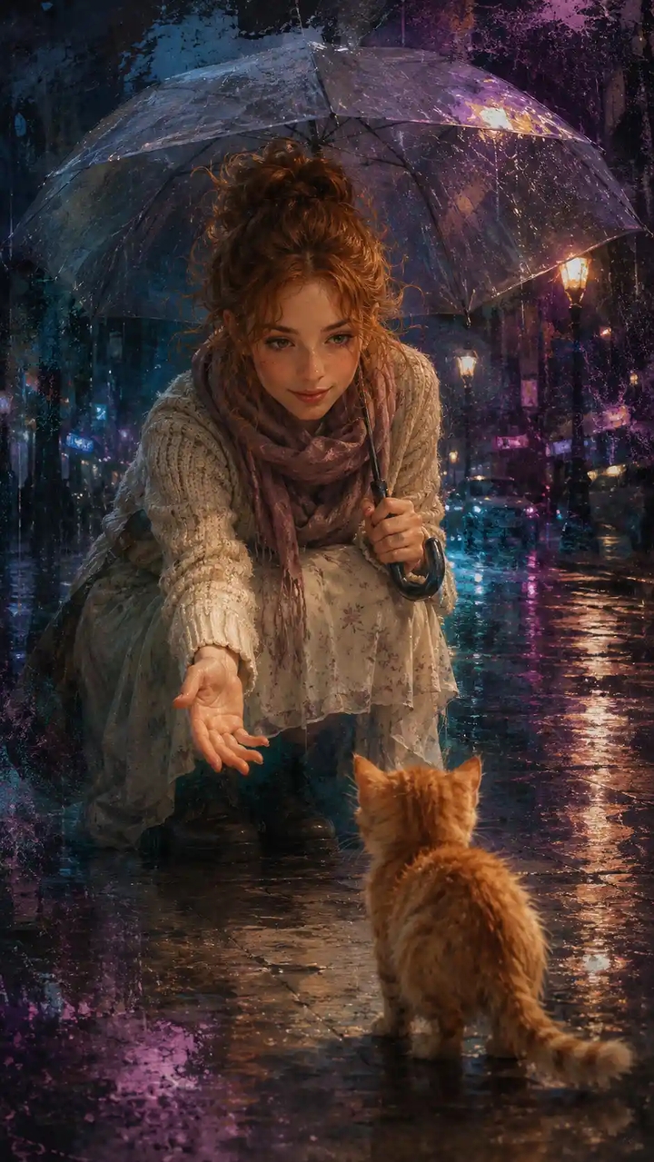 In the middle of the rain.