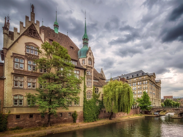 willow-lined riverbanks of Strasbourg