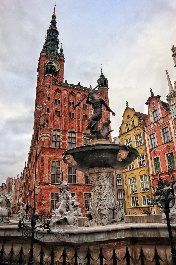Neptune's Fountain in Gdansk, Poland