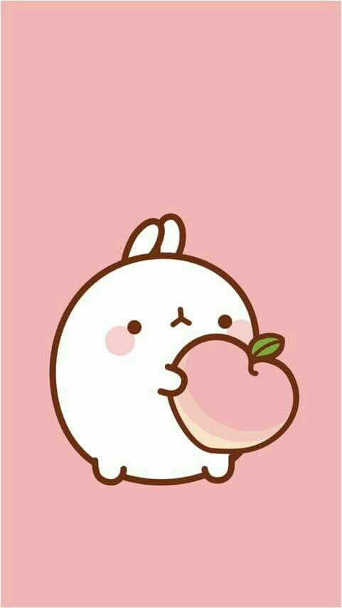 cute rabbit with a peach