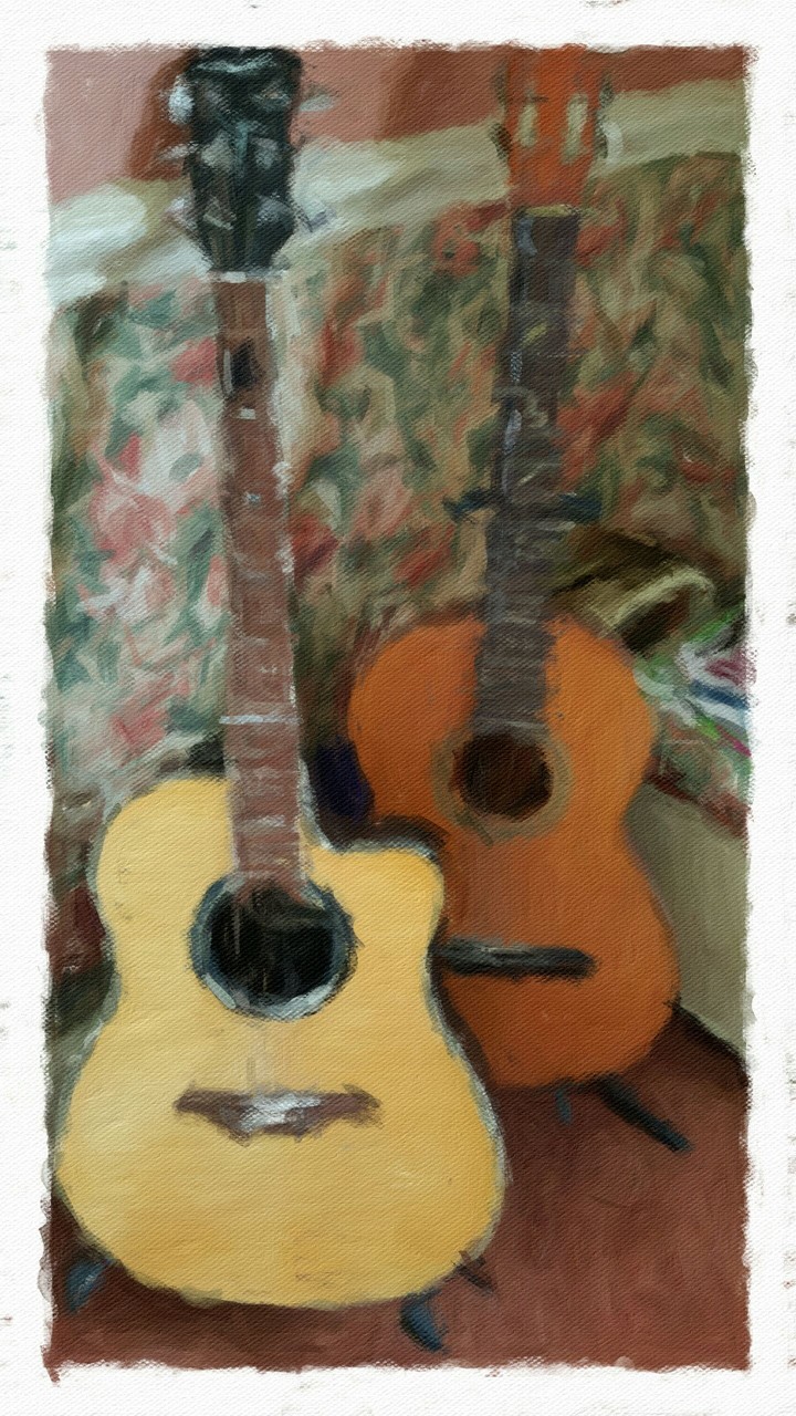 Some painted guitars.