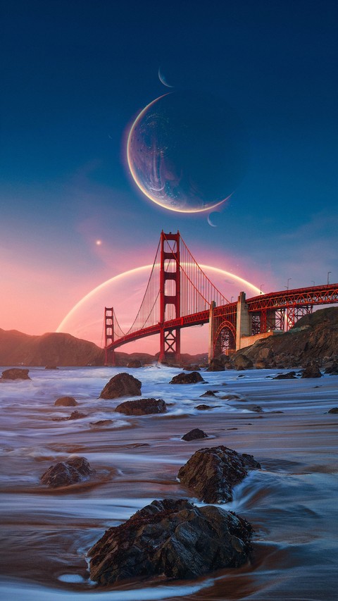 moon, horizon桌布