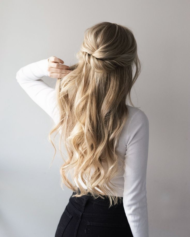 Elegant half up & half down hairstyle