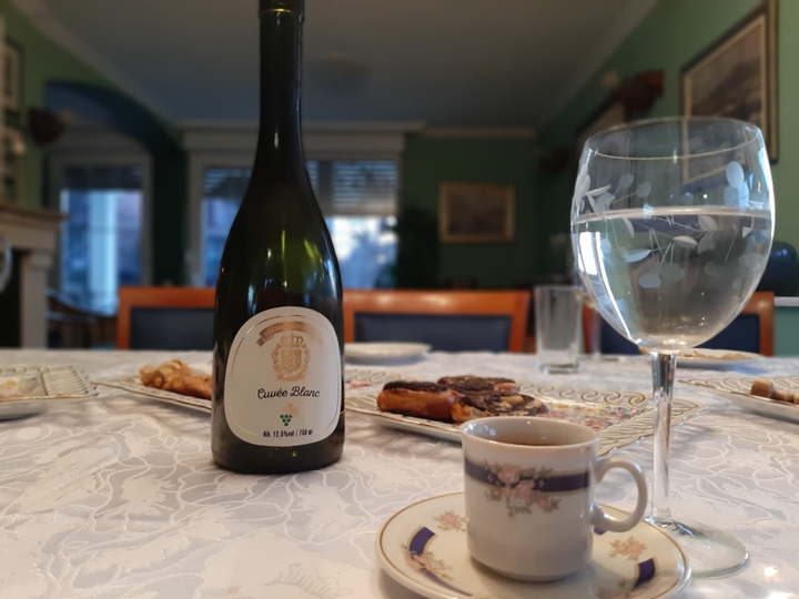 Wine, coffee, cookies