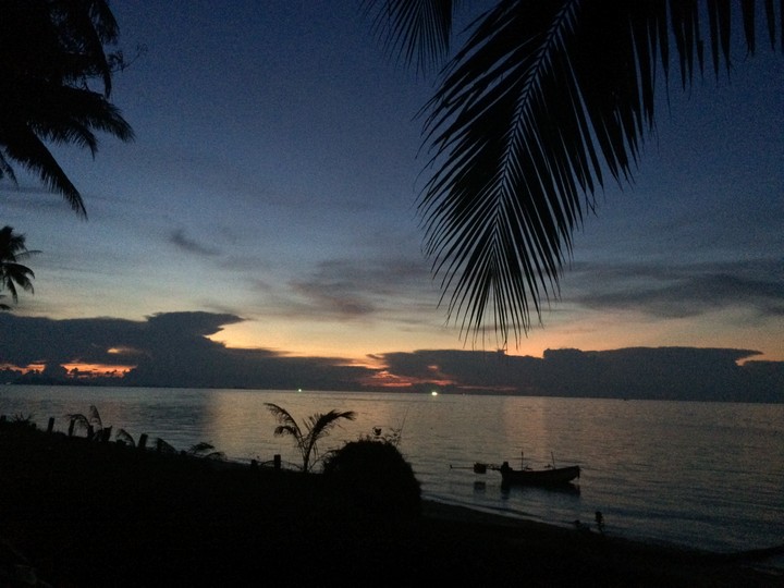 Sunset time on a cosy beach in Samui
